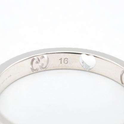 GUCCI Icon Heart 18K White Gold Diamond Ring Size JP 15