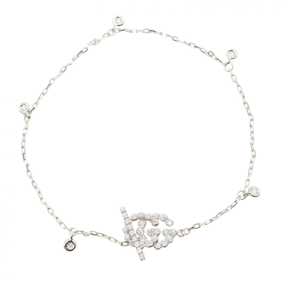GUCCI GG Running Diamond K18WG Bracelet Size 17