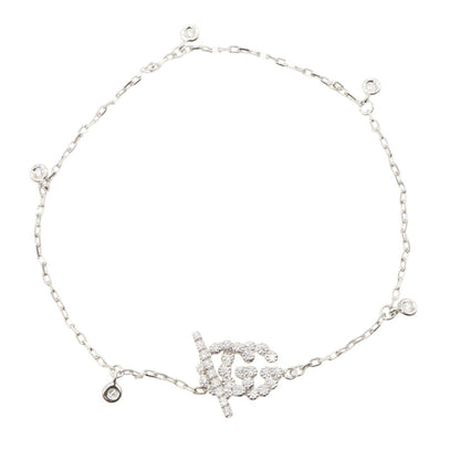GUCCI GG Running Diamond K18WG Bracelet Size 17