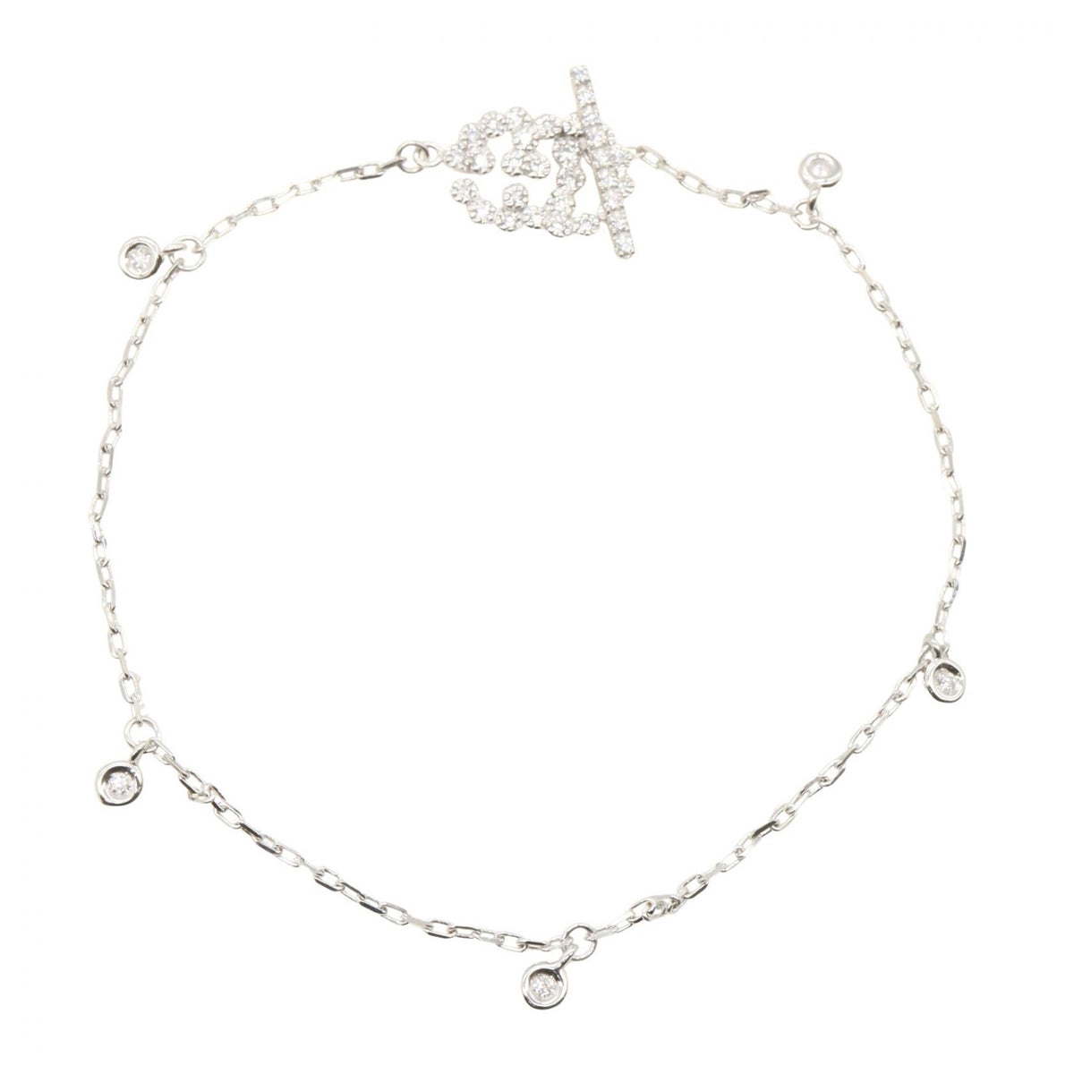 GUCCI GG Running Diamond K18WG Bracelet Size 17