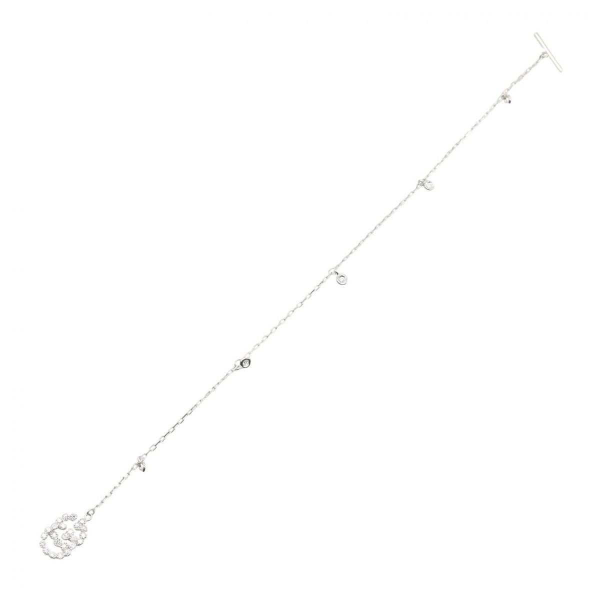 GUCCI GG Running Diamond K18WG Bracelet Size 17