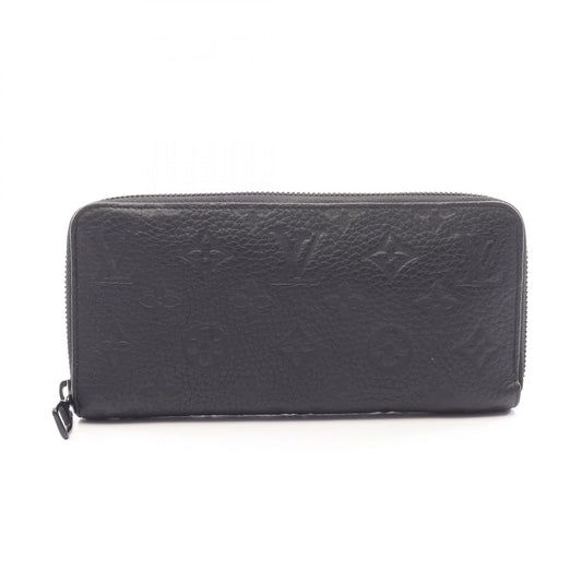 LOUIS VUITTON Zippy Wallet Horizontal Taillon Leather Black