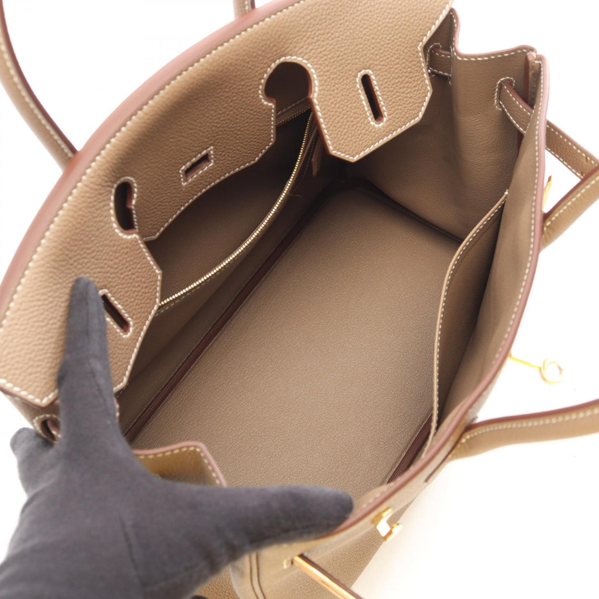 HERMES Birkin 30 Etoupe Togo Hardware Bag Gray