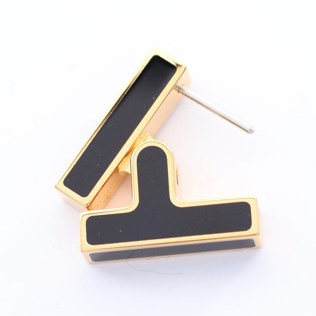 HERMES H Motif Single Gold Plated Earring Gold