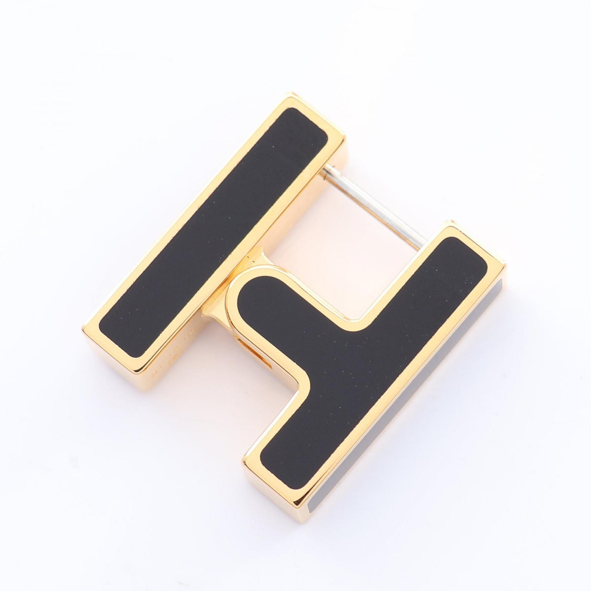 HERMES H Motif Single Gold Plated Earring Gold