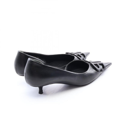 BALENCIAGA BB Logo Pointed Toe Leather Pumps Black Size 36
