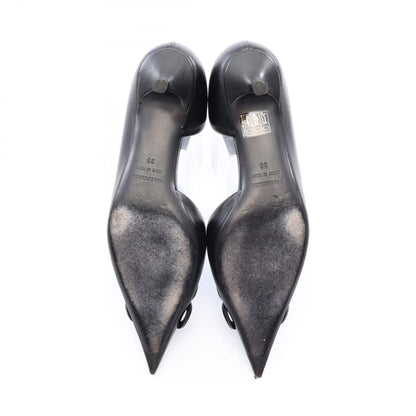 BALENCIAGA BB Logo Pointed Toe Leather Pumps Black Size 36