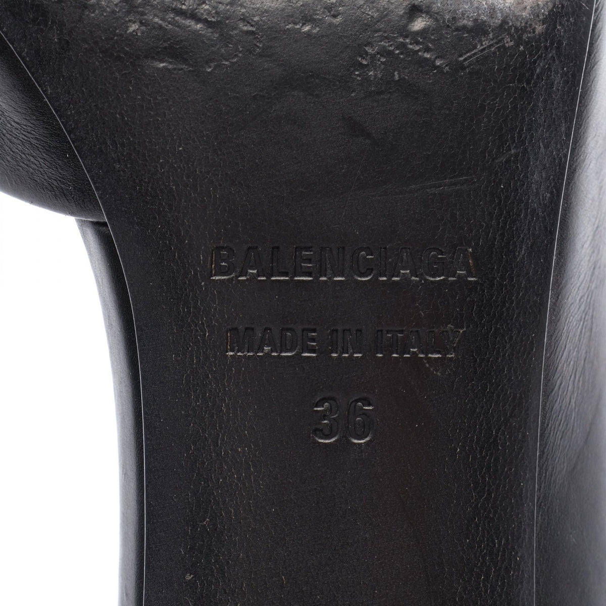 BALENCIAGA BB Logo Pointed Toe Leather Pumps Black Size 36