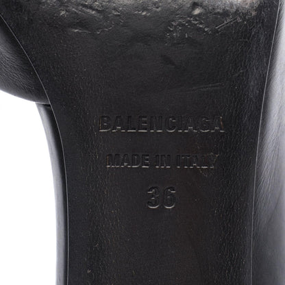 BALENCIAGA BB Logo Pointed Toe Leather Pumps Black Size 36