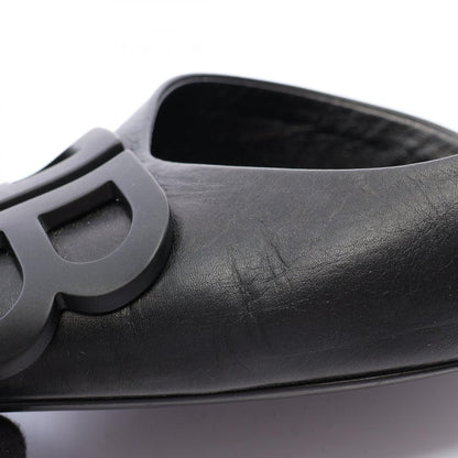 BALENCIAGA BB Logo Pointed Toe Leather Pumps Black Size 36