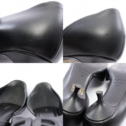 BALENCIAGA BB Logo Pointed Toe Leather Pumps Black Size 36