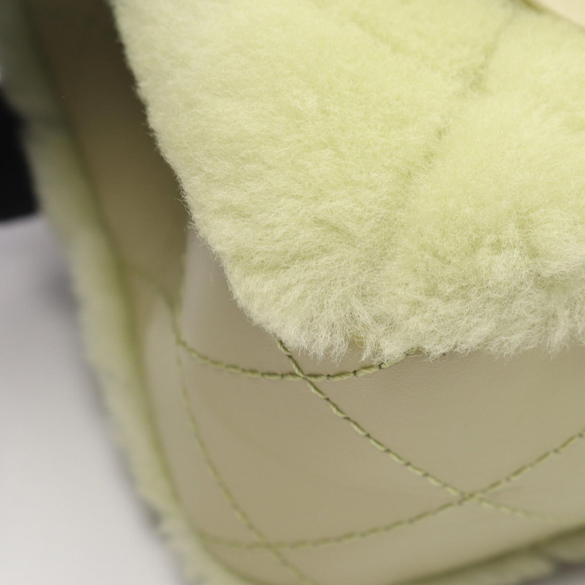 CHANEL 2.55 Matelasse Fur Bag Green