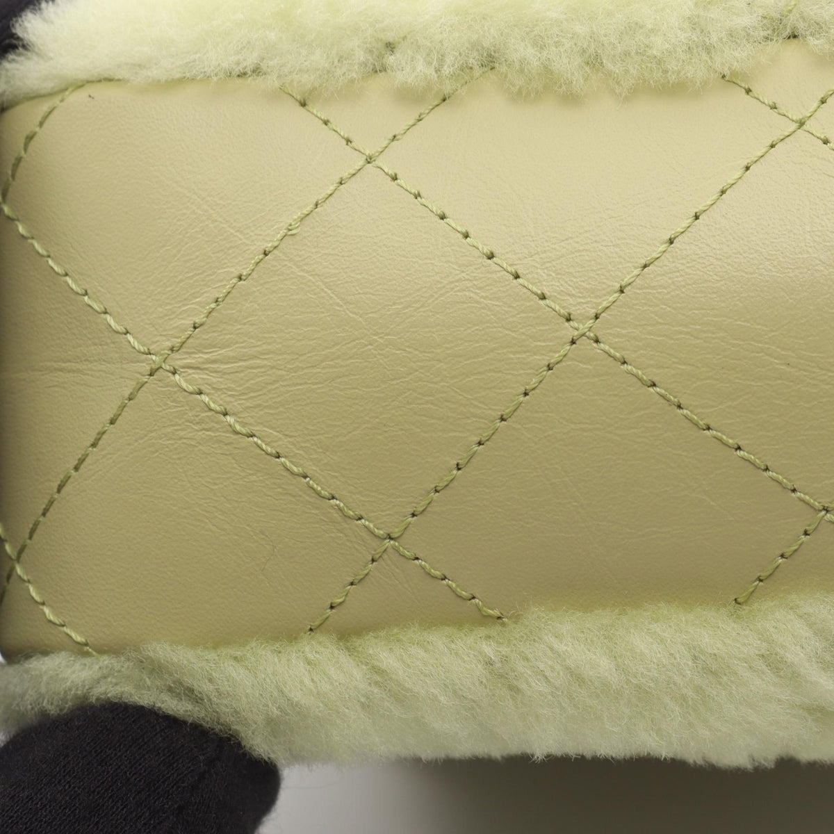 CHANEL 2.55 Matelasse Fur Bag Green