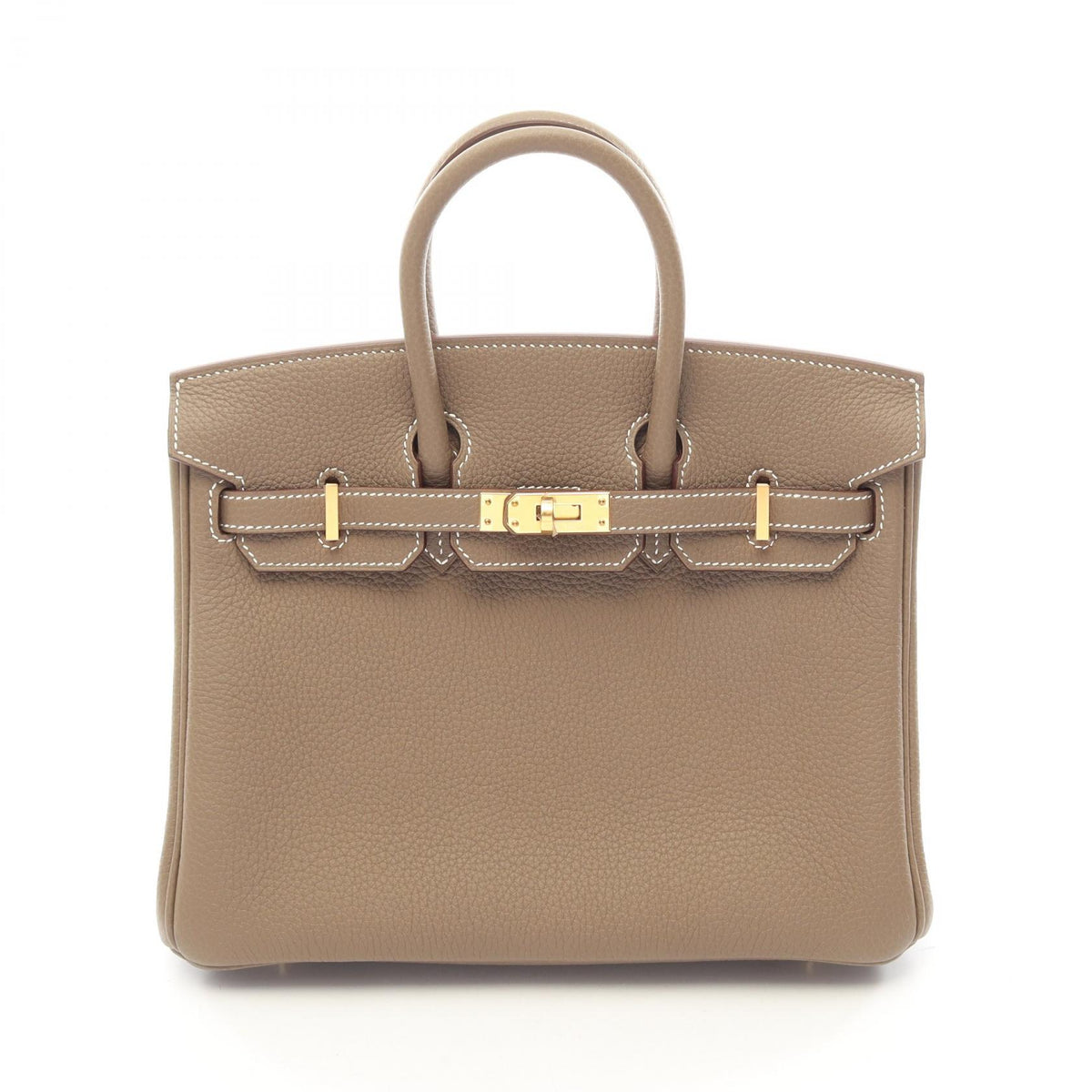 HERMES Gray Togo Birkin 25 Etoupe Handbag
