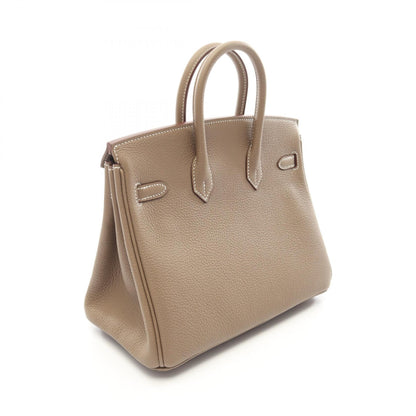 HERMES Gray Togo Birkin 25 Etoupe Handbag