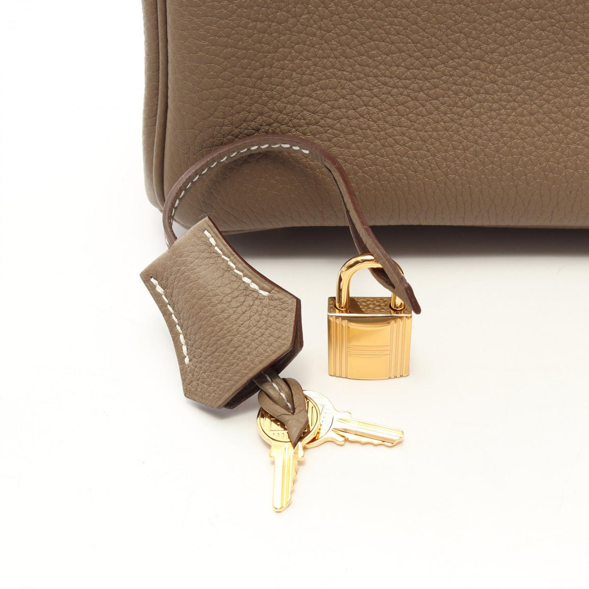 HERMES Gray Togo Birkin 25 Etoupe Handbag