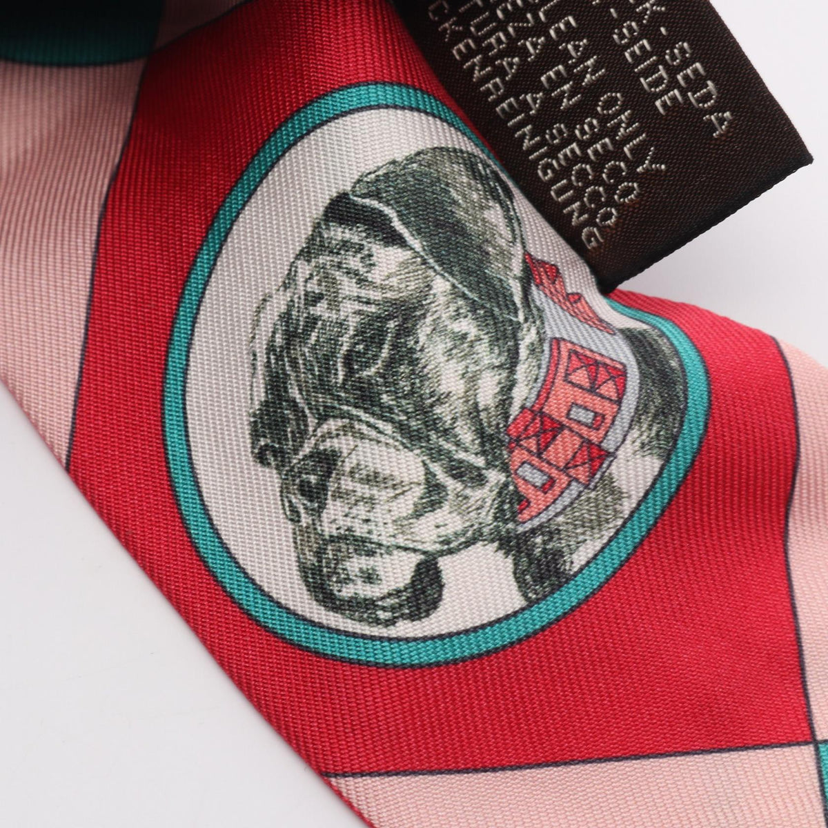 HERMES Twilly Colliers de Chiens Pink Silk Scarf