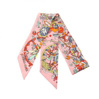 HERMES LA FOLLE PARADE Silk Scarf Pink