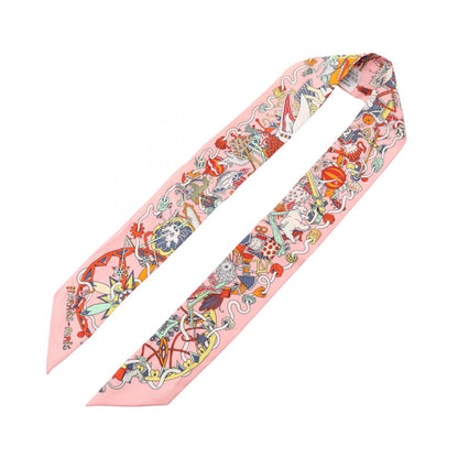 HERMES LA FOLLE PARADE Silk Scarf Pink