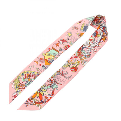 HERMES LA FOLLE PARADE Silk Scarf Pink