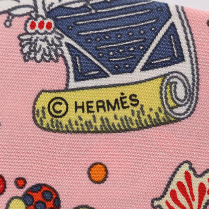 HERMES LA FOLLE PARADE Silk Scarf Pink