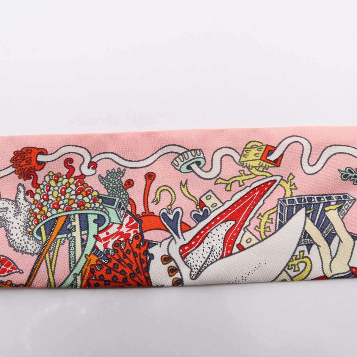 HERMES LA FOLLE PARADE Silk Scarf Pink