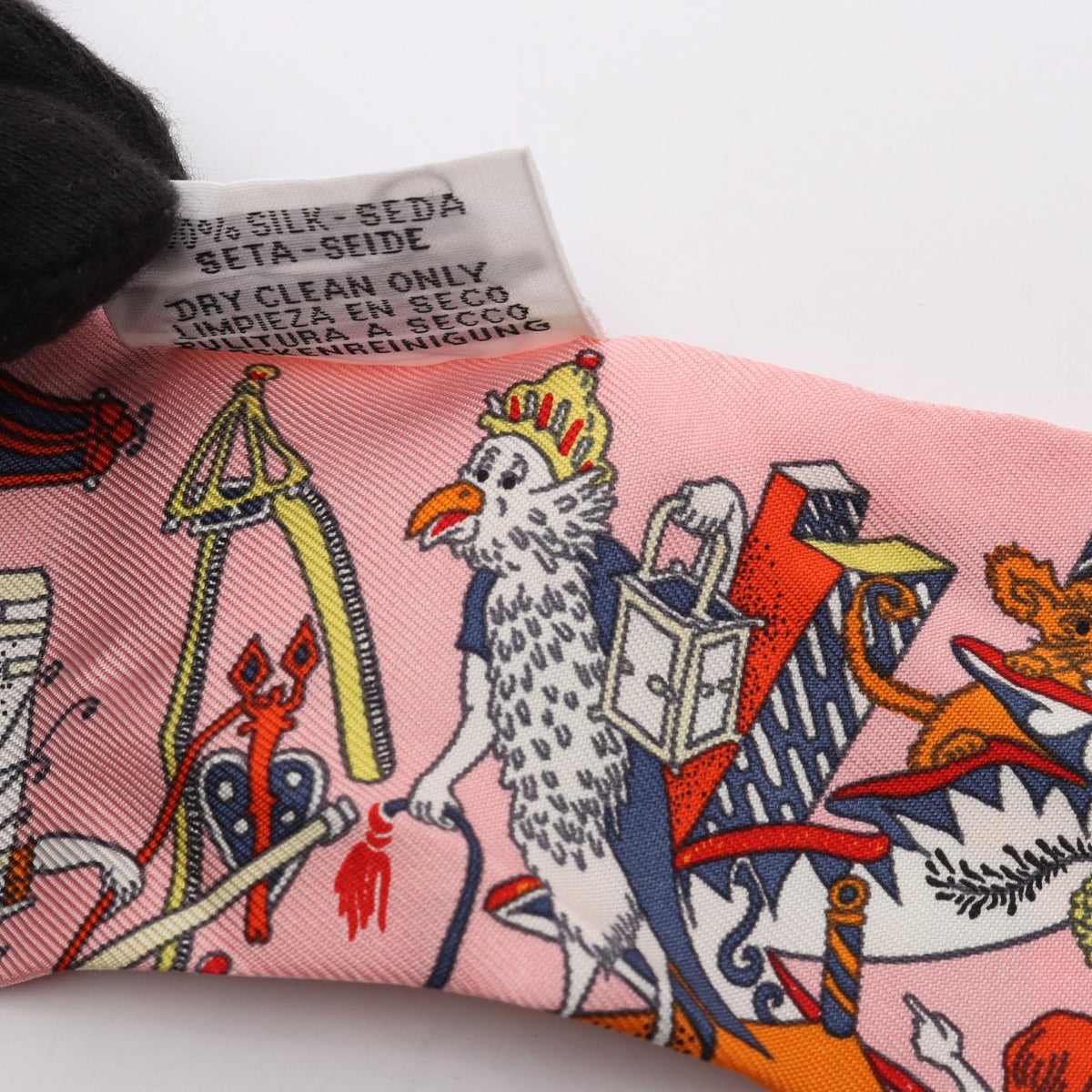 HERMES LA FOLLE PARADE Silk Scarf Pink