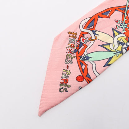 HERMES LA FOLLE PARADE Silk Scarf Pink