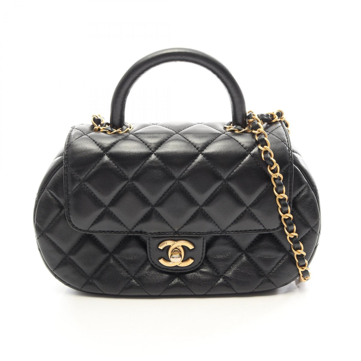 CHANEL Matelasse Top Handle 2WAY Bag Black
