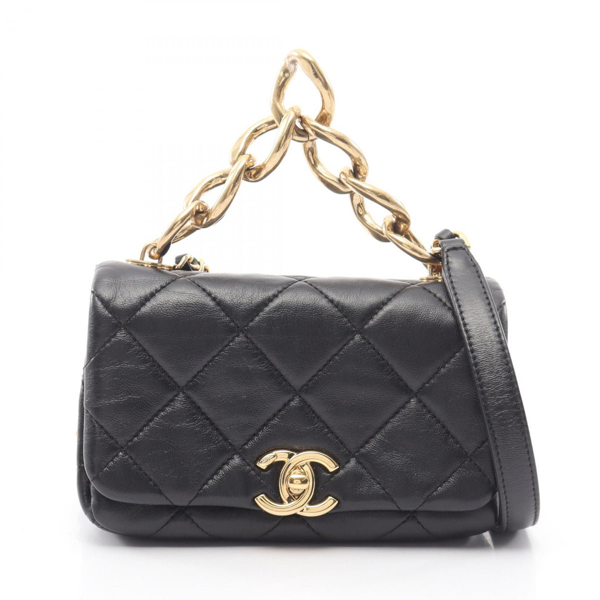 CHANEL Mini Matelasse Shoulder Bag Black