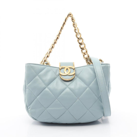 CHANEL Matelasse Lambskin 2-Way Bag Blue