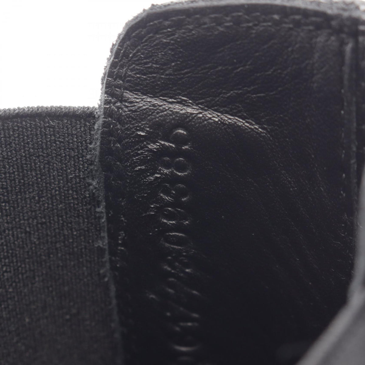 HERMES Hallow Leather Boots Black Size 38.5