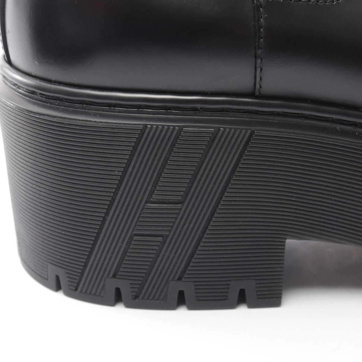 HERMES Hallow Leather Boots Black Size 38.5
