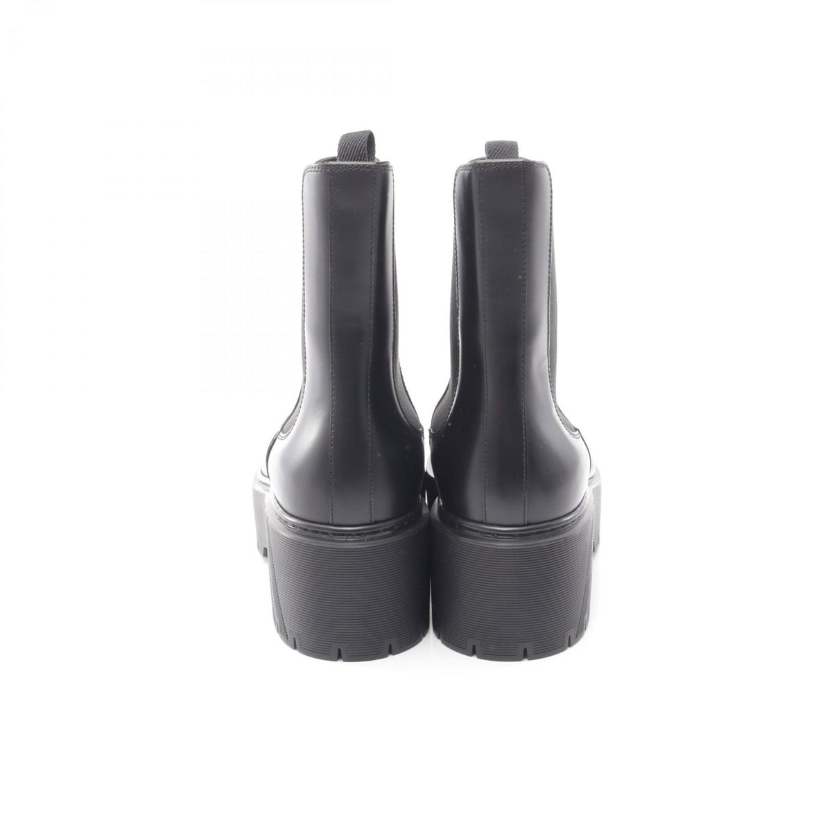 HERMES Hallow Leather Boots Black Size 38.5