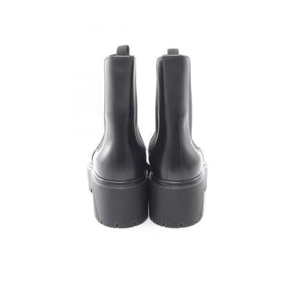 HERMES Hallow Leather Boots Black Size 38.5