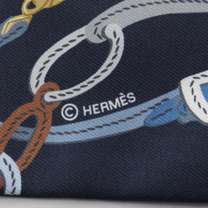 HERMES BRIDES de GALA Applique Scarf Blue