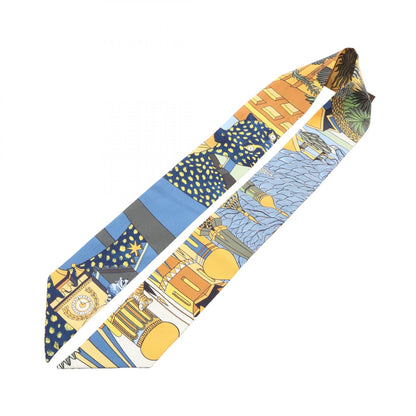 HERMES Animapolis Silk Twilly Scarf Yellow
