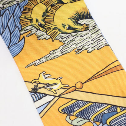HERMES Animapolis Silk Twilly Scarf Yellow