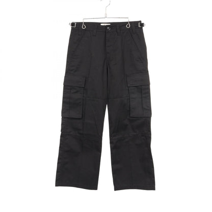 CELINE Logo Embroidered Cotton Cargo Pants Black Size 44