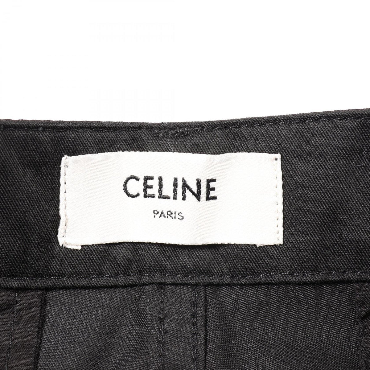 CELINE Logo Embroidered Cotton Cargo Pants Black Size 44