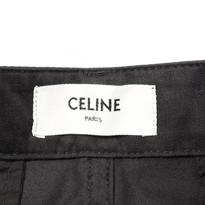 CELINE Logo Embroidered Cotton Cargo Pants Black Size 44