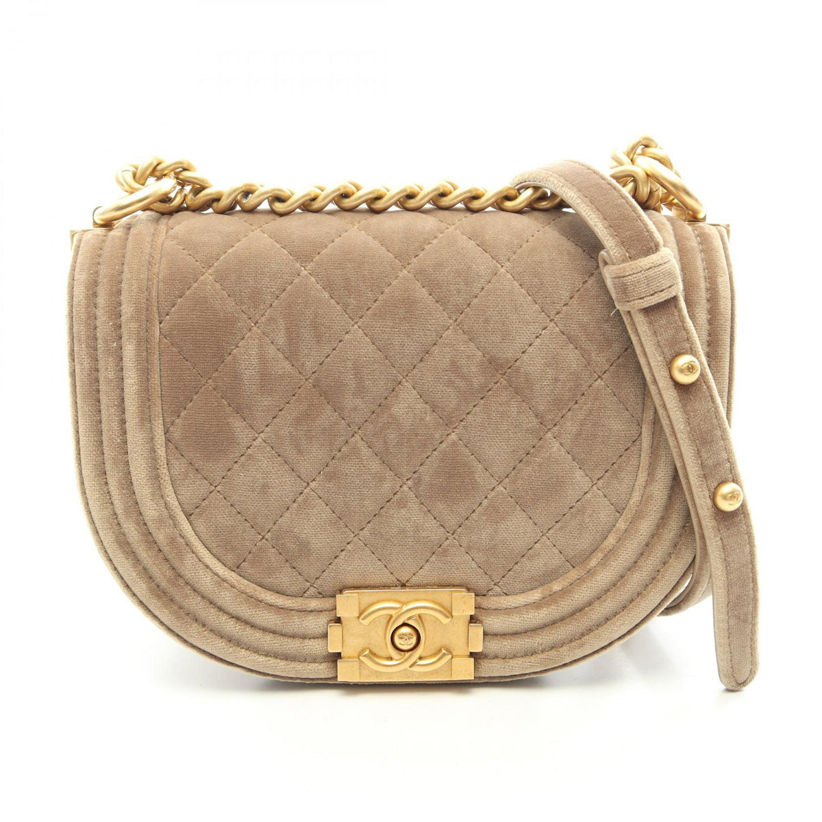 CHANEL Boy Chanel Small Fabric Bag Khaki