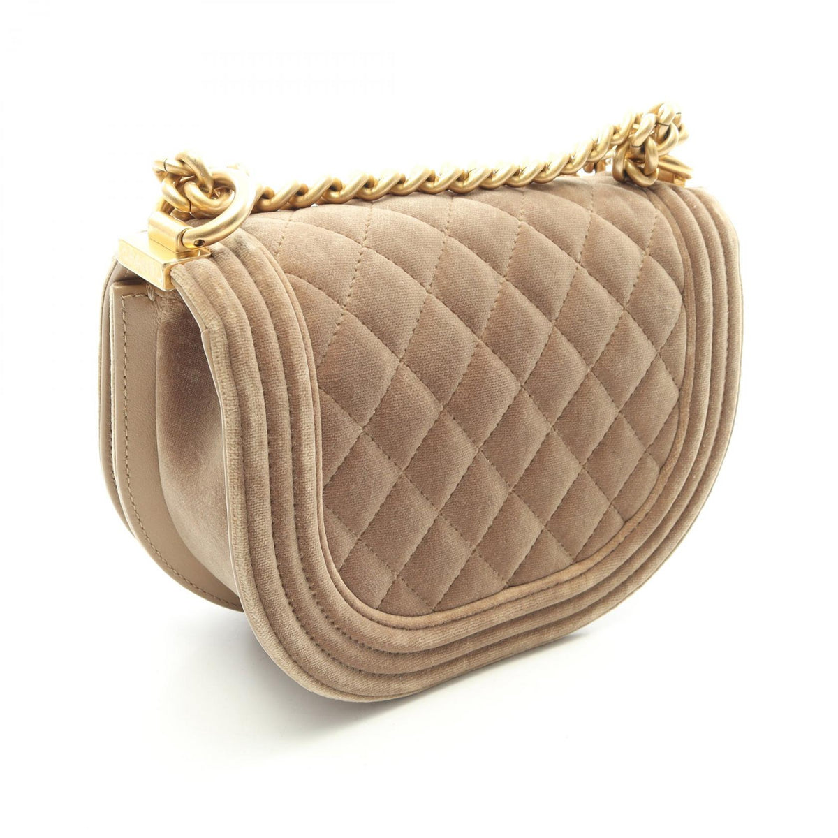 CHANEL Boy Chanel Small Fabric Bag Khaki