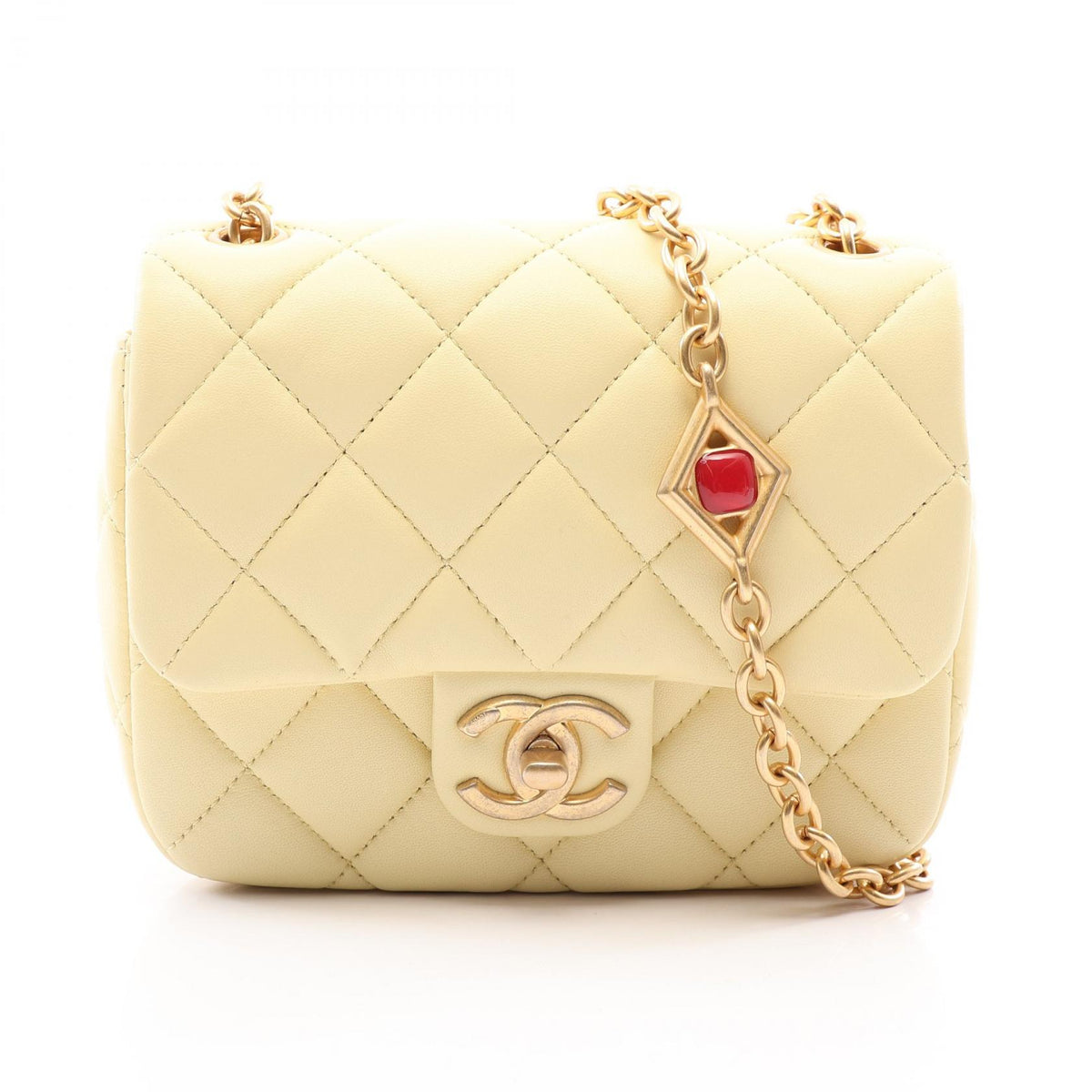 CHANEL Mini Matelassé Lambskin Bag Yellow