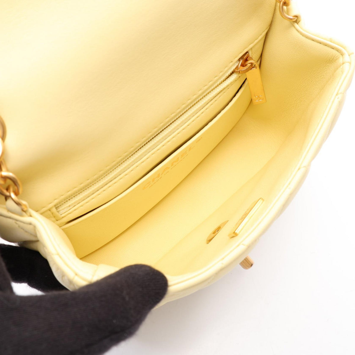 CHANEL Mini Matelassé Lambskin Bag Yellow