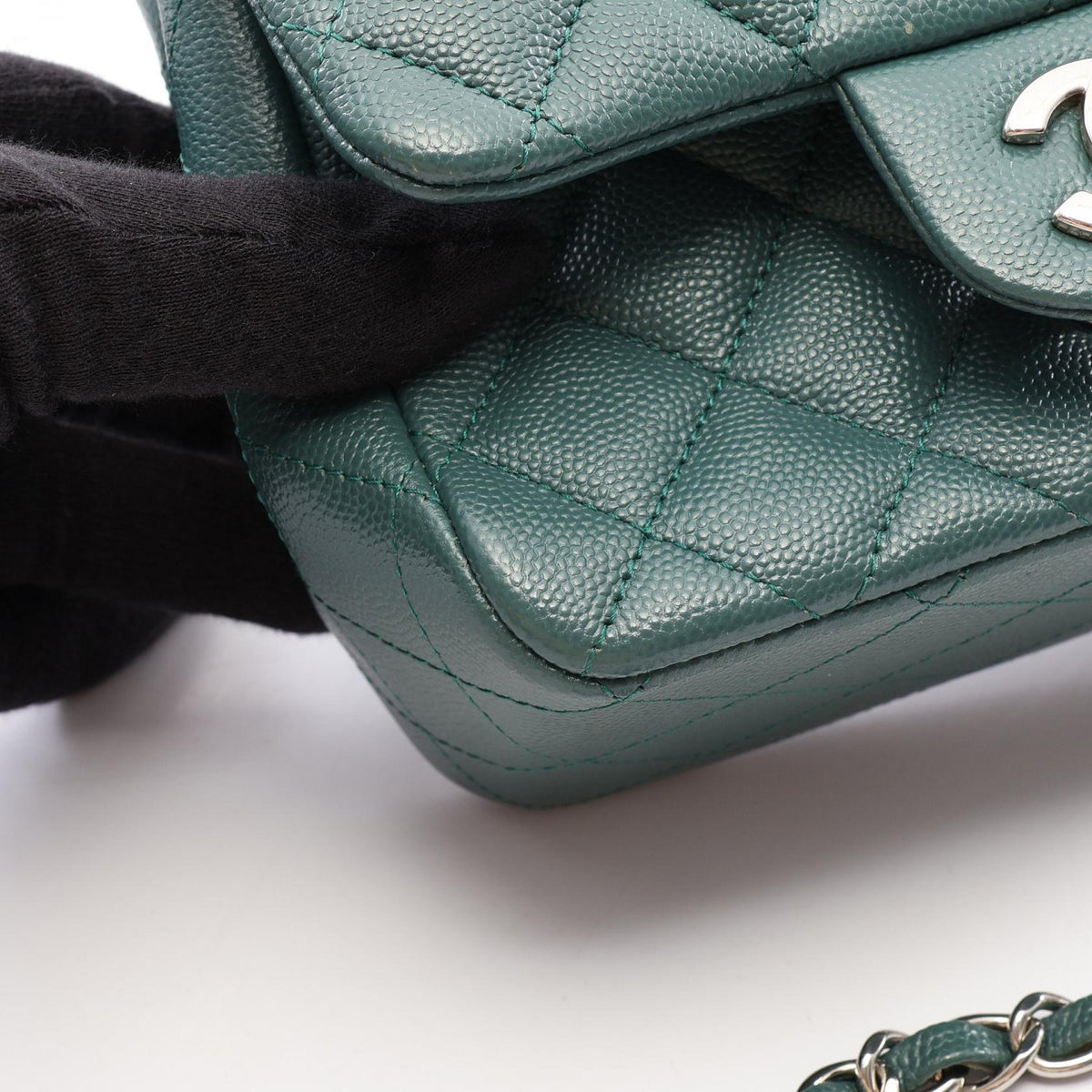 CHANEL Green Caviar Mini Shoulder Bag