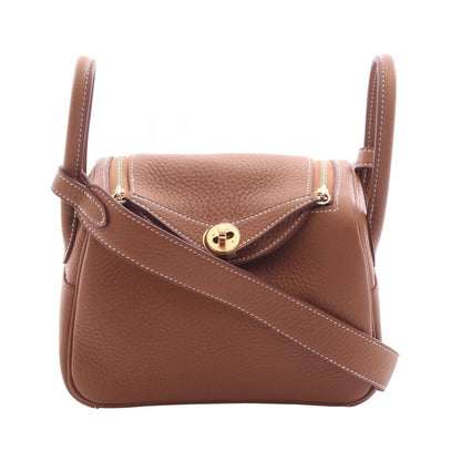 HERMES Lindy Mini Gold Taurillon Bag Brown