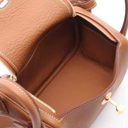HERMES Lindy Mini Gold Taurillon Bag Brown