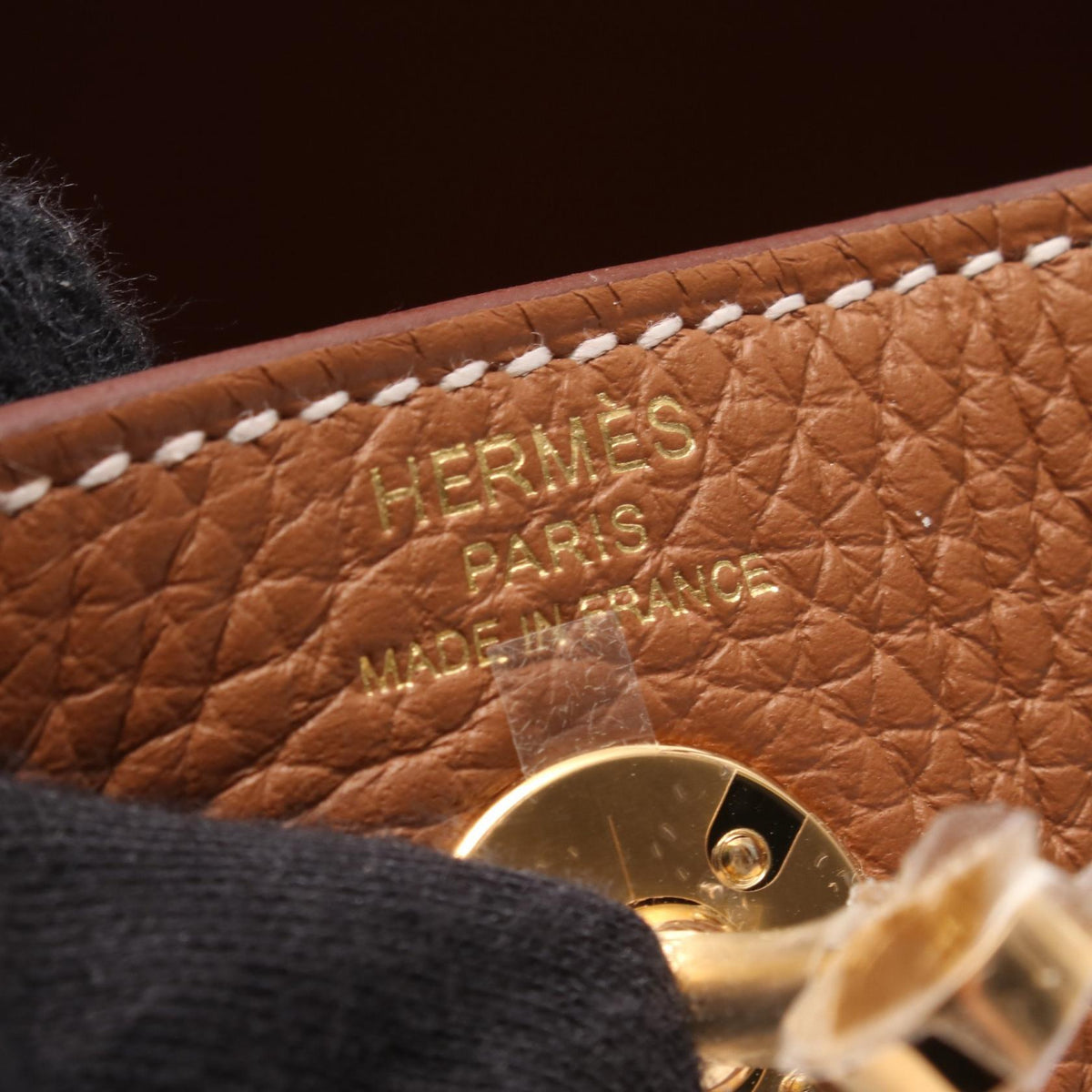 HERMES Lindy Mini Gold Taurillon Bag Brown