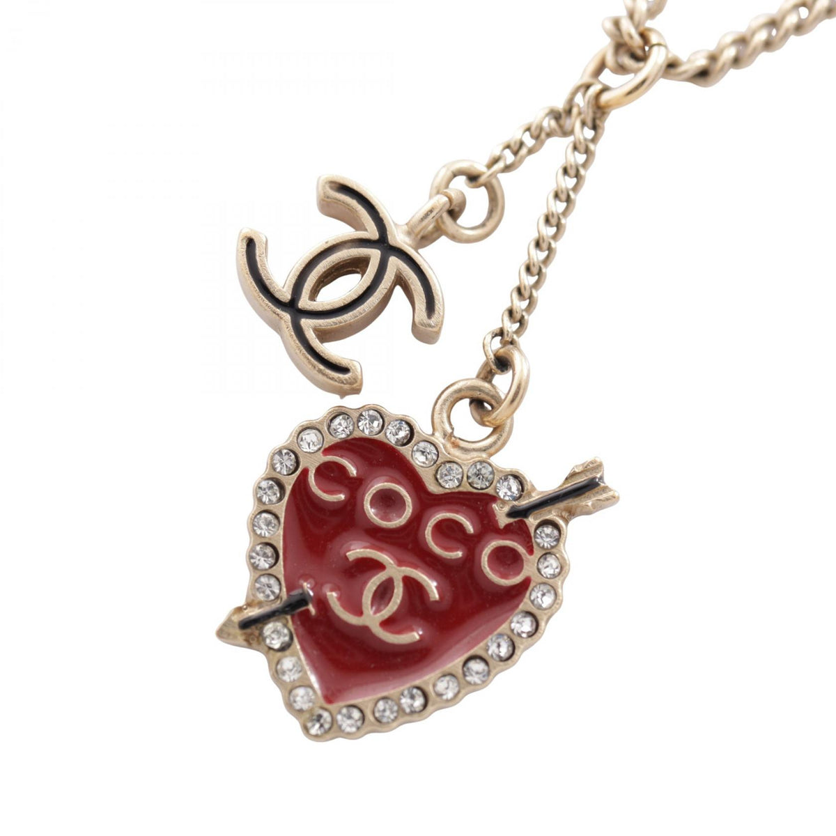 CHANEL 10P Coco Mark Rhinestone Necklace